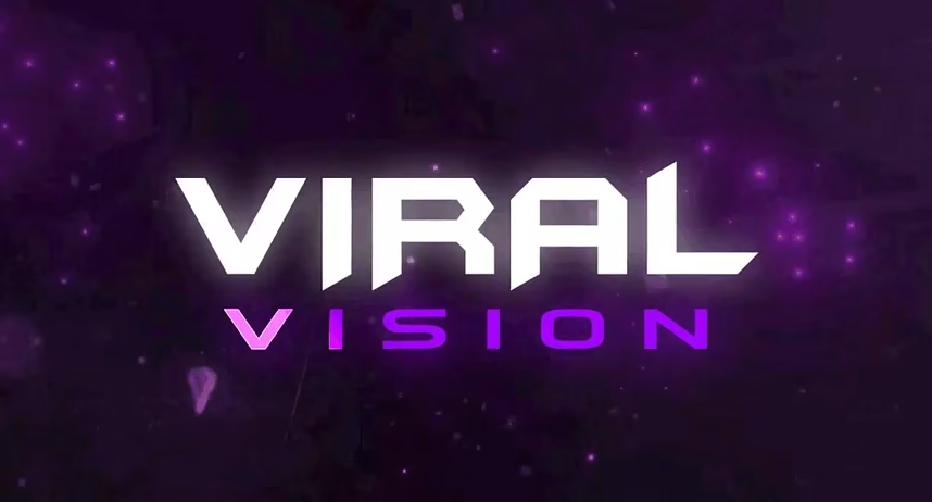 „Viral Vision“-Logo auf violettem Hintergrund