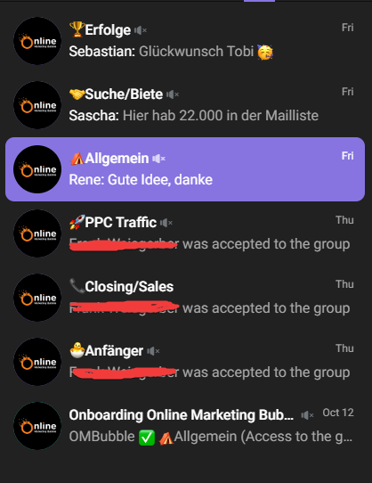 Online Marketing Bubble Gruppen